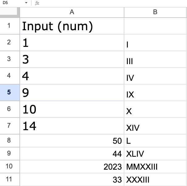 Convert Values to Roman Numerals in Google Sheets with Custom Formula ...