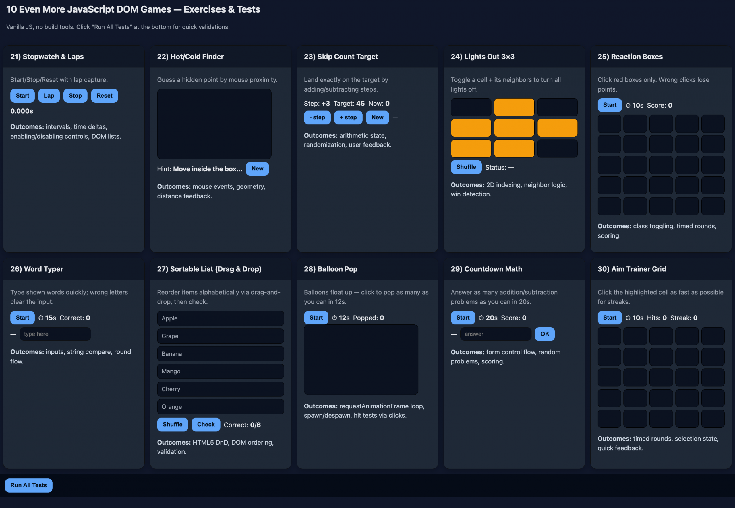 10 More JavaScript DOM Games — Learn by Building (Vanilla JS)games 21 ...